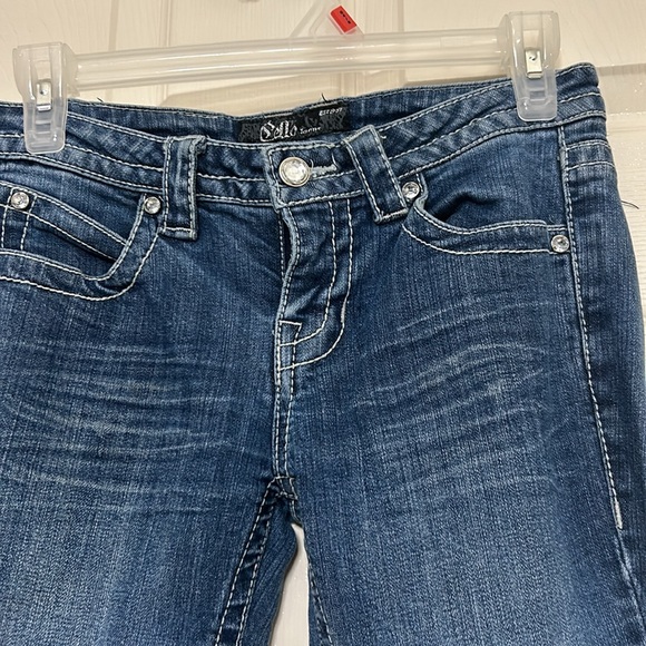 Cello Women’s Jeans, junior size 5, low-rise skinny fit, slight flare, bling - Picture 4 of 10
